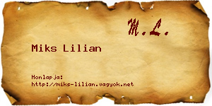 Miks Lilian névjegykártya